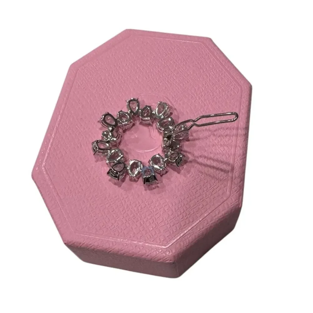 Swarovski Hair Clip, Pear Cut Crystals, White, Rhodium Plated